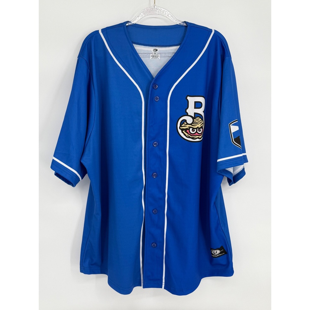 OT Sports Biloxi Shuckers Baseball Jersey Blue White Mens Sz 3XL MiLB